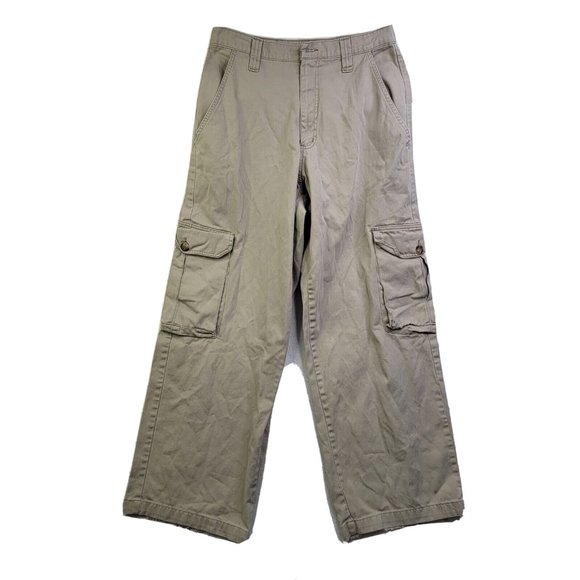 Menace Men's 30 Beige Cargo Pants Punk Skate Grunge 90s Y2K Rave Goth *Read Hem - Picture 1 of 15